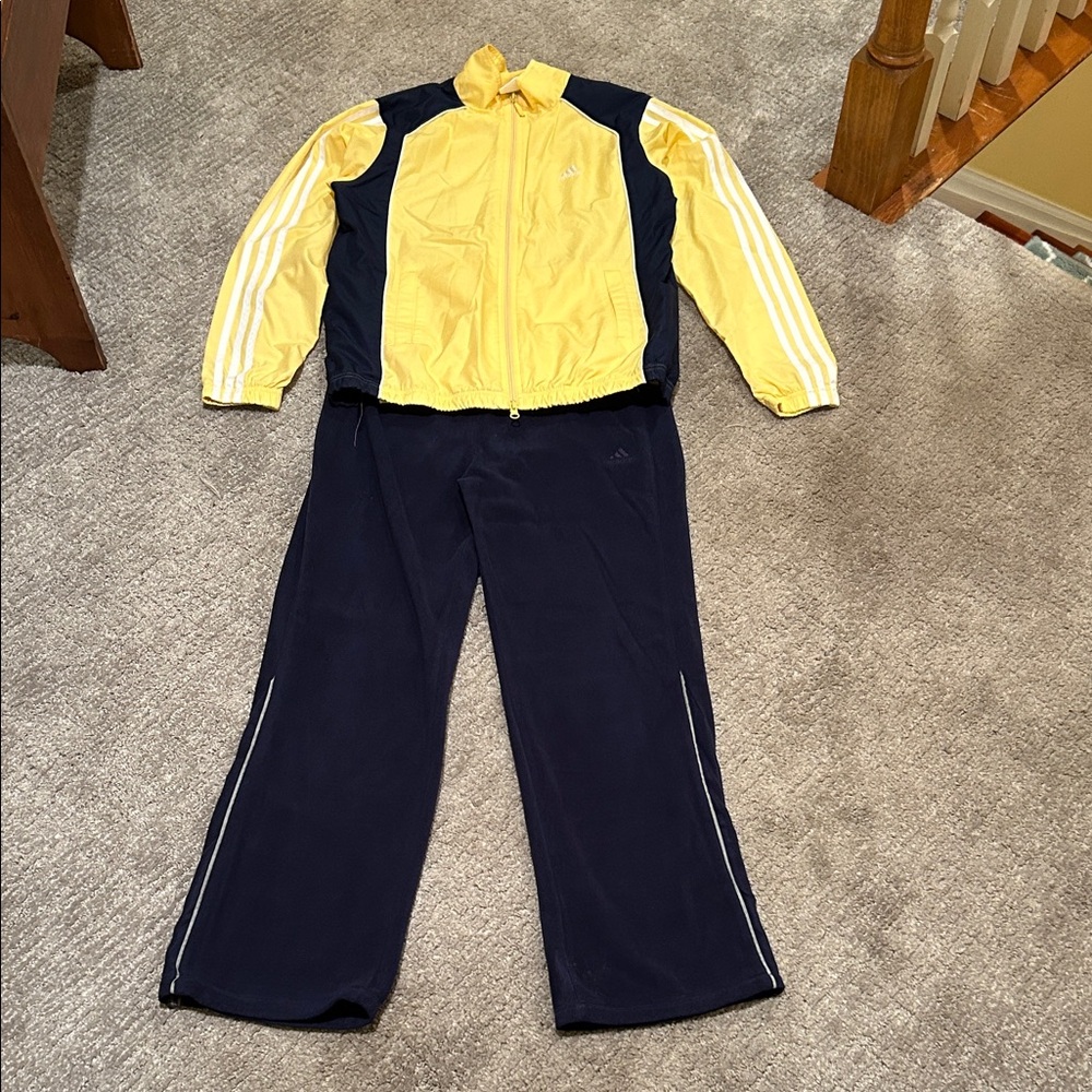 Adidas Yellow and Navy Athletic Tracksuit